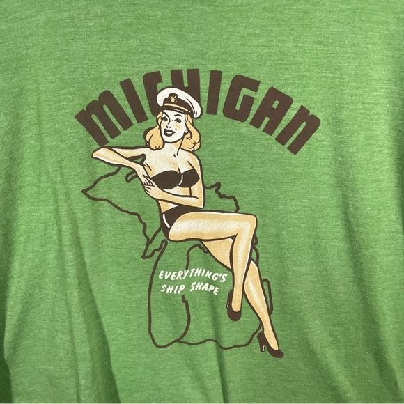 Peninsulas Green Michigan Ship Shape Graphic Short Sleeve Tee XXL - Picture 3 of 4